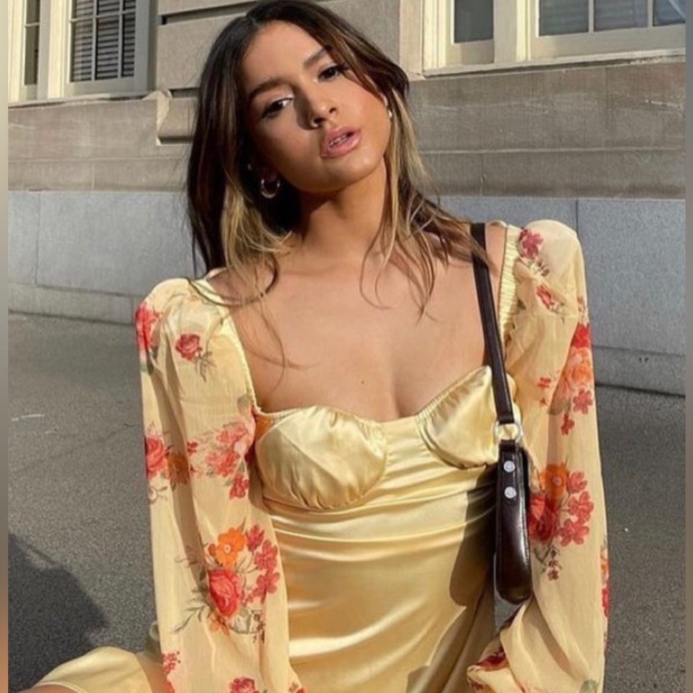 We Wore What Yellow Floral Mini Dress